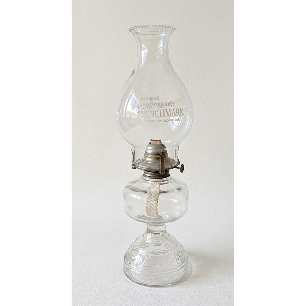 Hurricane Lamp Seagram's Benchmark Premium Bourbon Logo, Man Cave16.5" Tall x 5"
